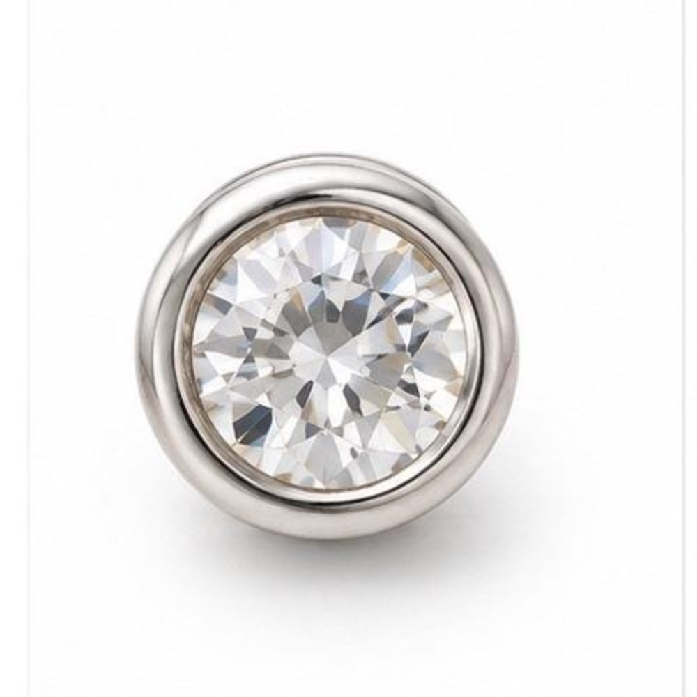 Silver Tone Bezel Set Round Clear Crystal Lapel Pin Brooch Solitaire Accessory - Picture 8 of 8